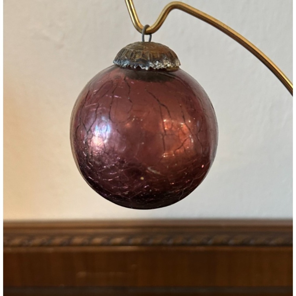 Midwest Kugel Deep Purple‎ Crackle Mercury Glass Christmas Ornament 2.5" Vintage